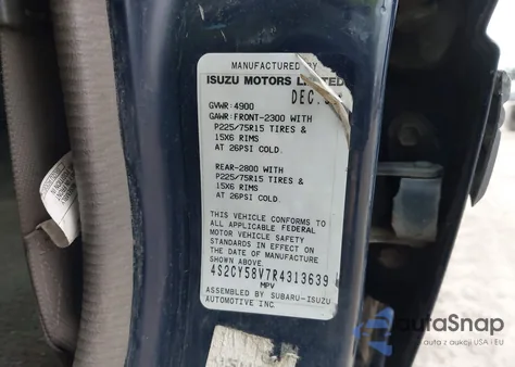 1994 Isuzu Rodeo S/Ls z USA, uszkodzony, nr VIN 4S2CY58V7R4313639